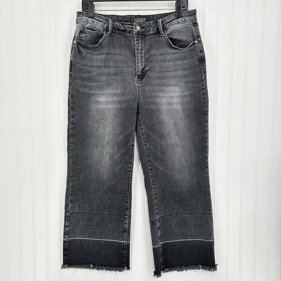Judy Blue Jeans Womens 13 31 Wide Leg Crop High Rise Gray Denim Boho Grunge EUC - Picture 1 of 13